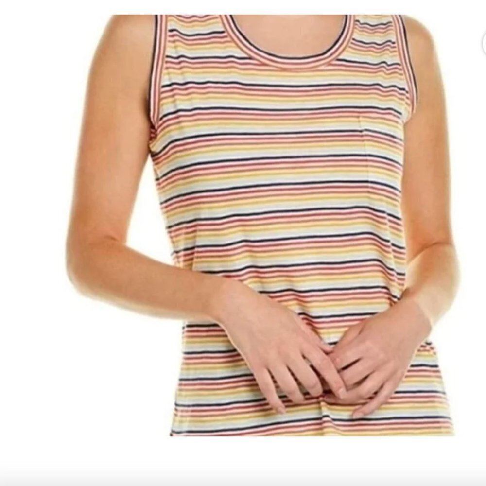 Madewell Rainbow Striped Scoop Neck Tank Top with Pocket